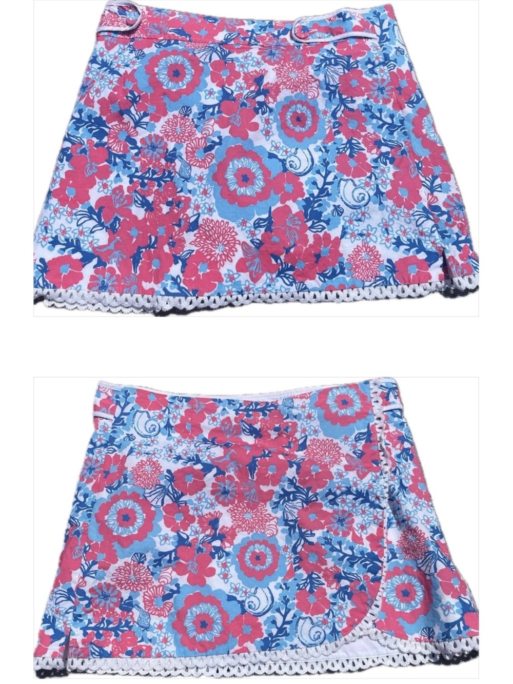 Lilly Pulitzer Shell Yeah floral shells pink blue skirt skort sz 4